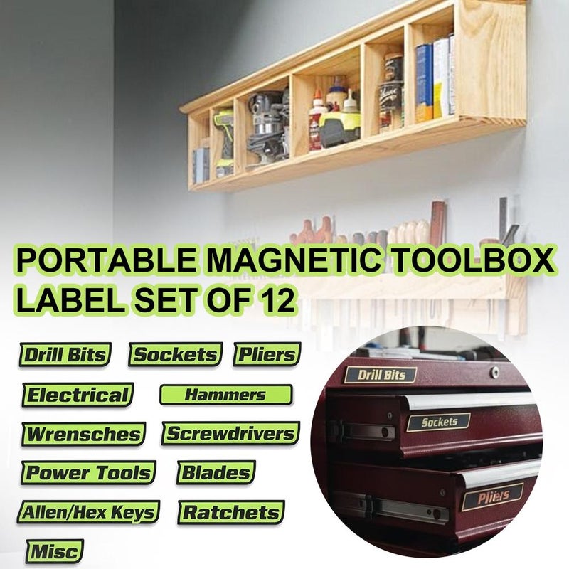 24 Pack of Magnetic Toolbox Labels,3D-Printed Tool Box Labels,Strong Magnetics Metal Drawer Label Accessories for General Tool Box Organize Organization,for Mechanic, Hobbyist, DIY Enthusiast(Blue) - Image 2